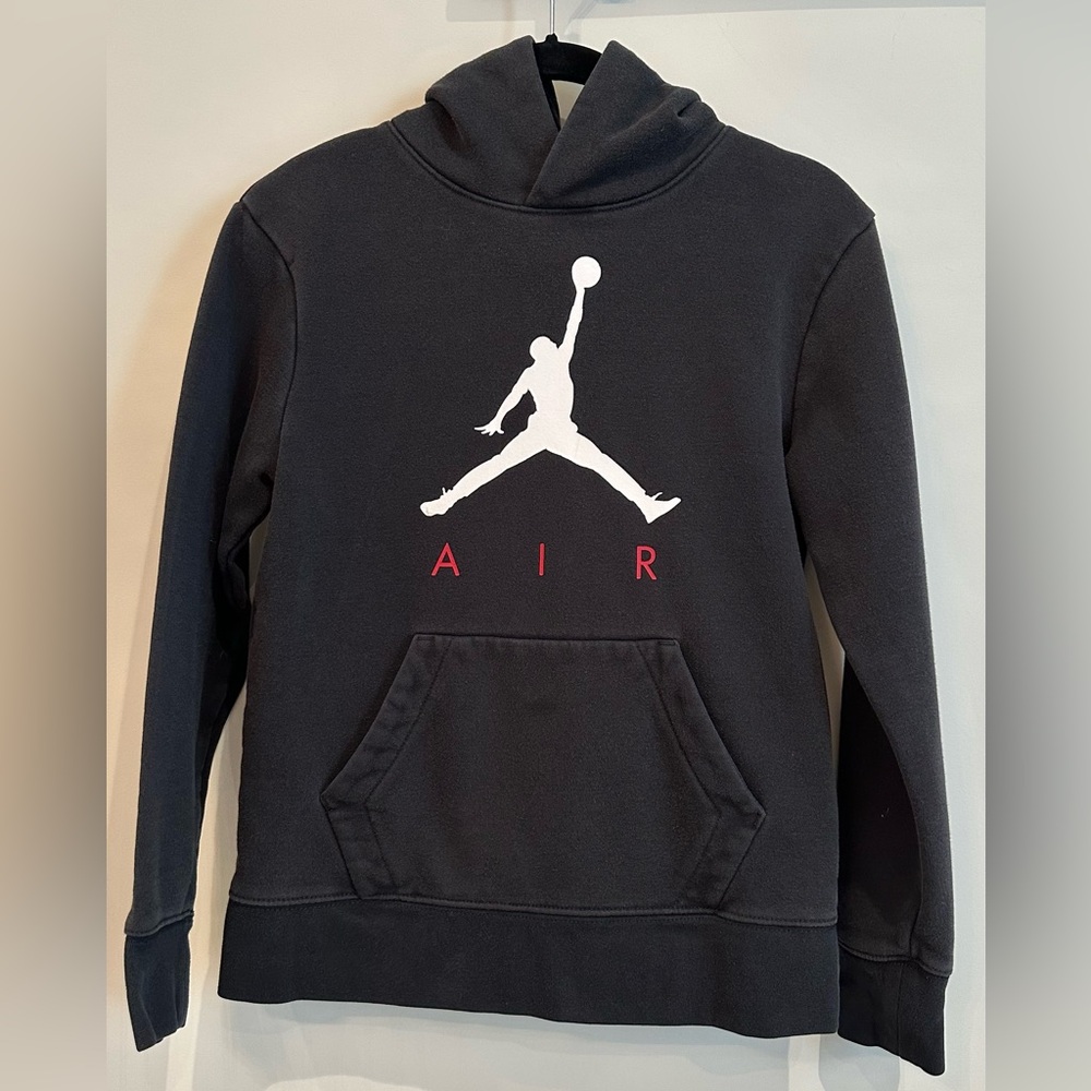 Jordan Big Boys Black Fleece Pullover Hoody, Size Medium